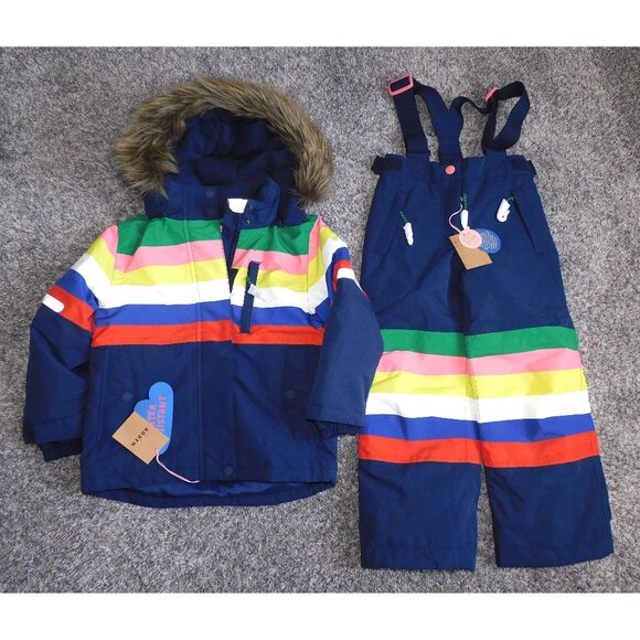 Mini Boden Unisex Ski Salopettes Bibs & Jacket Set In Rainbow NEW Size 4-5Y - Picture 1 of 5
